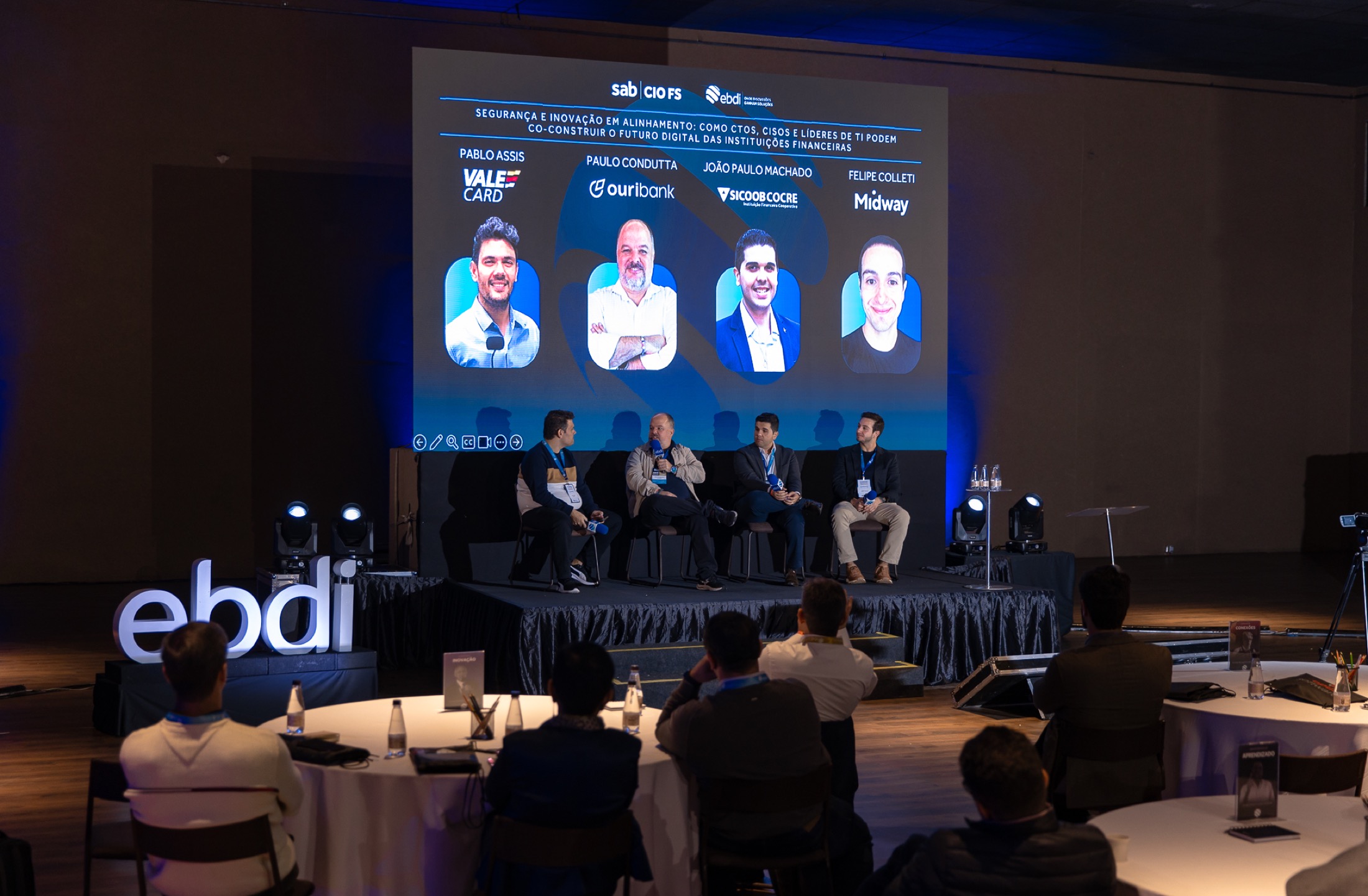 Felipe speaking on a panel about innovation and financial institutions