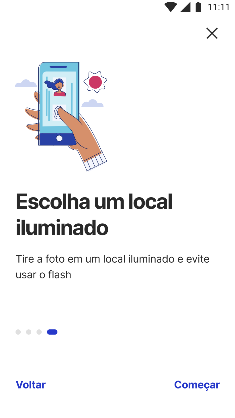 Screen asking the customer to choose a well-lit location
