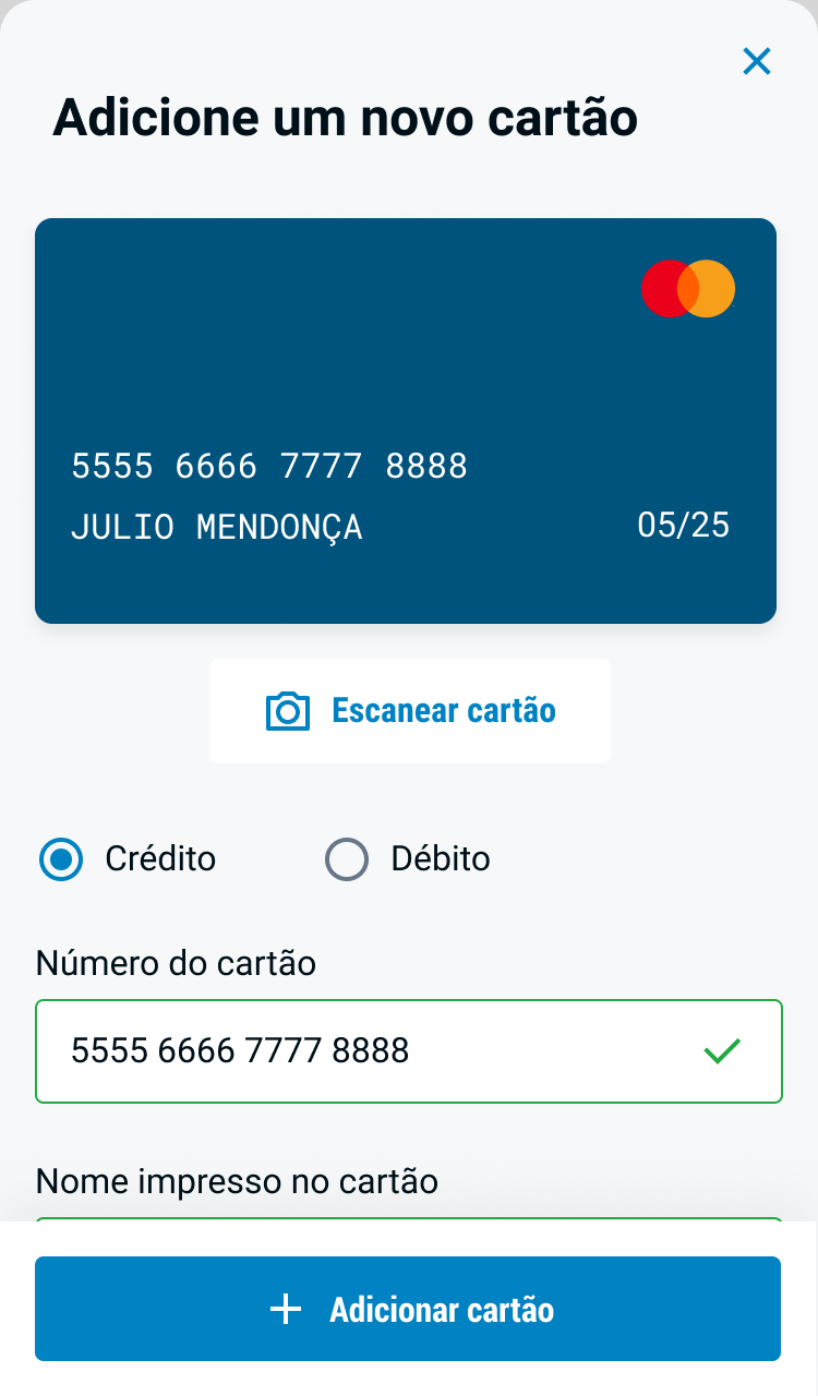Decathlon checkout with a new card
