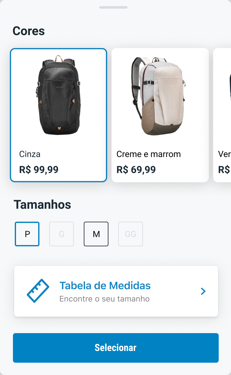 Decathlon product selection sheet