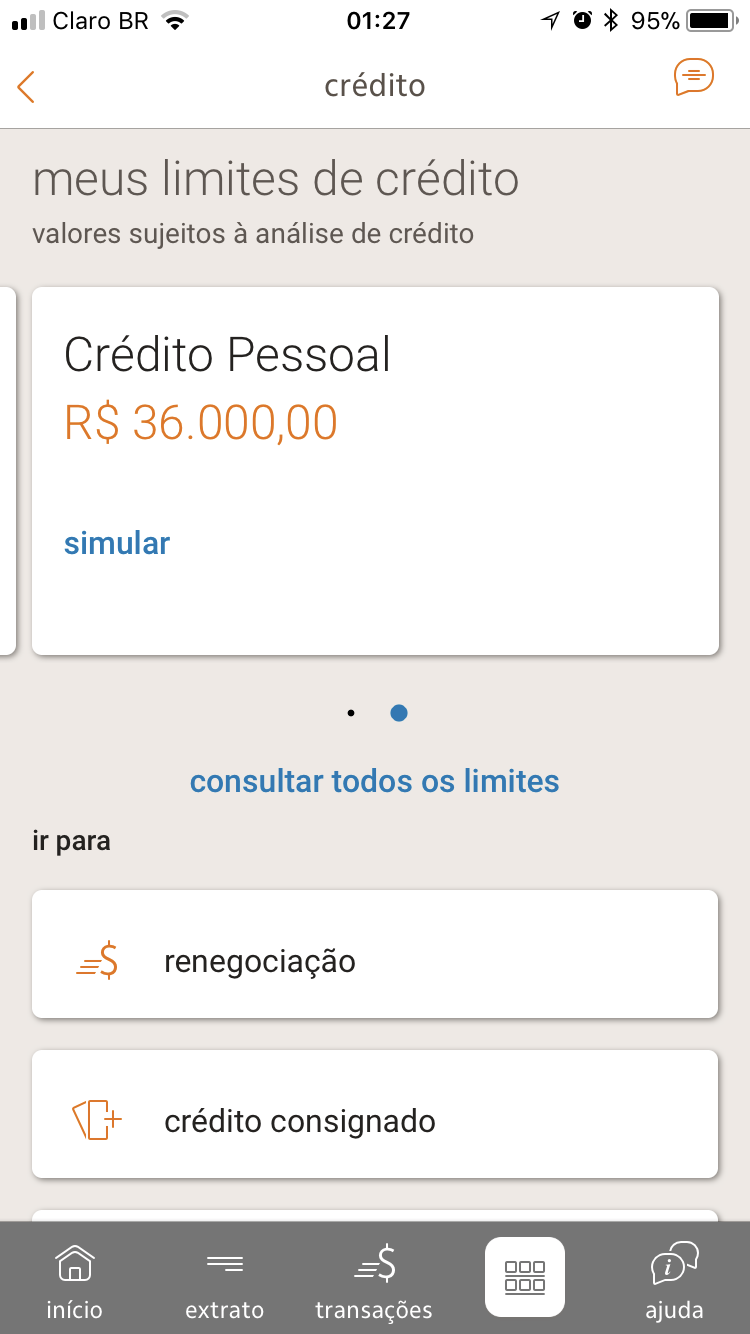 Released Itaú personal credit interface