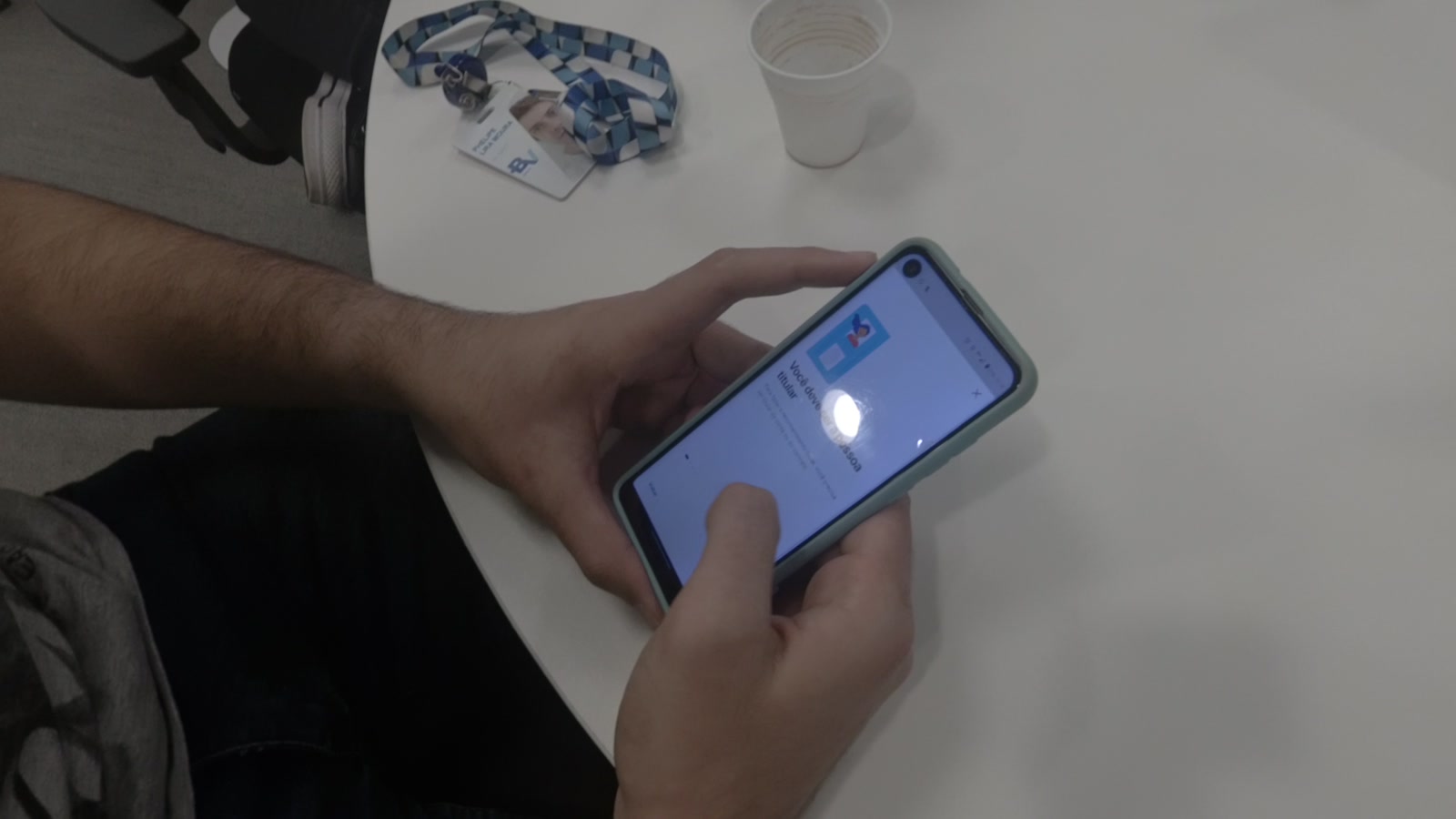 Participant testing the BV onboarding flow